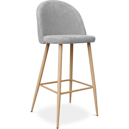 Tabouret Tapissé En Tissu - Design Scandinave - 76cm - Bennett Gris Clair