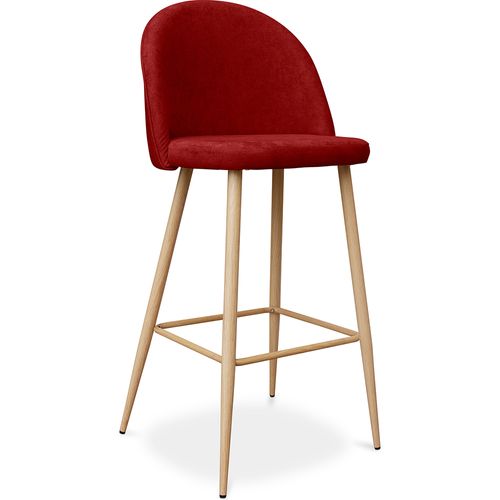 Tabouret Tapissé En Tissu - Design Scandinave - 76cm - Bennett Rouge