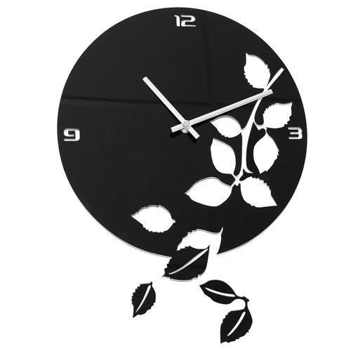 Horloge Murale Feuilles Noir