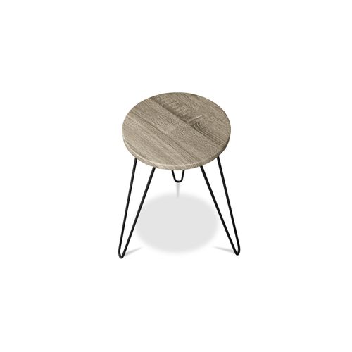X2 Tables Auxiliaires De Style Industriel Hairpin - Bois Et Métal Gris