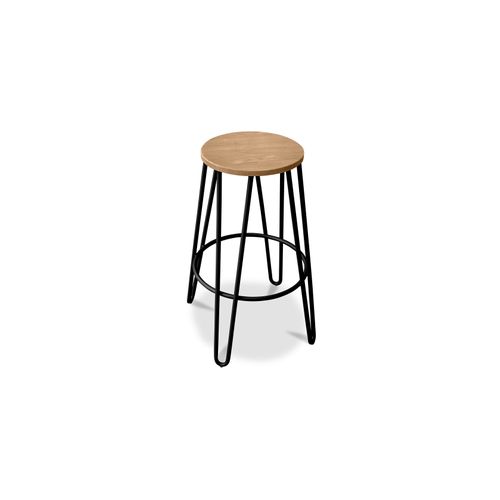 Tabouret De Bar Hairpin 66 Cm - Bois Clair Et Métal Noir