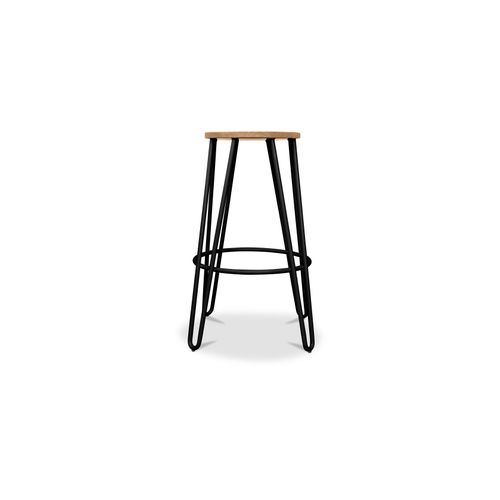 Tabouret De Bar Hairpin 66 Cm - Bois Clair Et Métal Gris Foncé