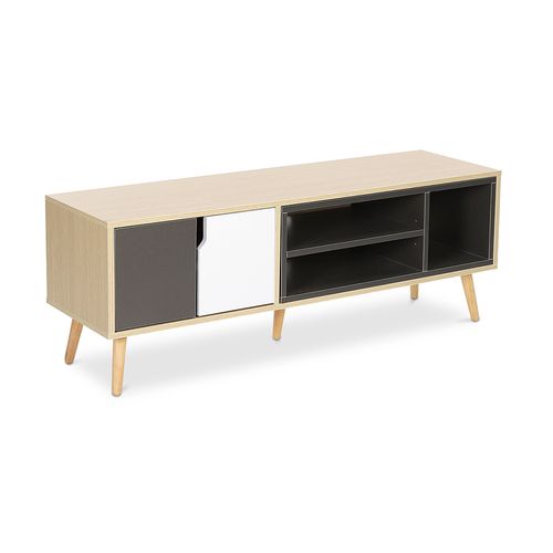 Meuble TV En Bois - Design Scandinave - Freya Gris