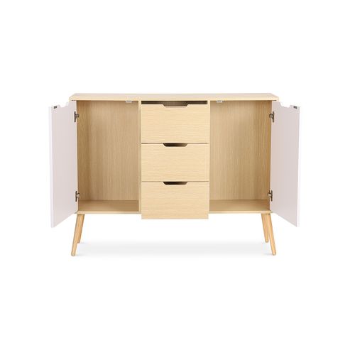 Buffet En Bois - Design Scandinave - 3 Tiroirs - Regir Bois Naturel