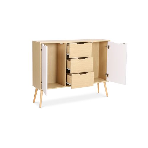 Buffet En Bois - Design Scandinave - 3 Tiroirs - Regir Bois Naturel