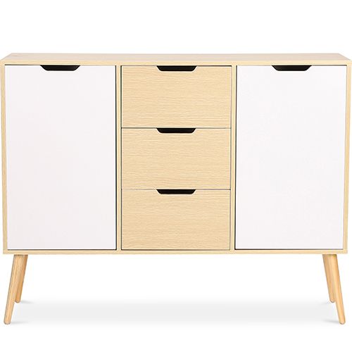 Buffet En Bois - Design Scandinave - 3 Tiroirs - Regir Bois Naturel