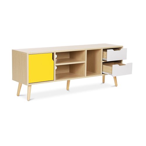 Meuble TV En Bois - Design Scandinave - Haley  Jaune