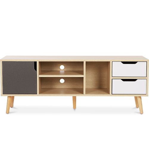 Meuble TV En Bois - Design Scandinave - Haley  Gris