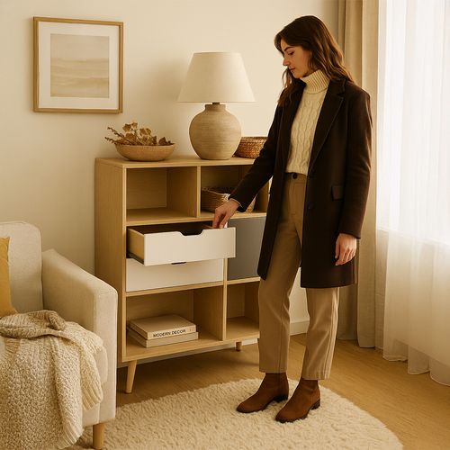 Bibliothèque En Bois - Design Scandinave - Polani Bois Naturel