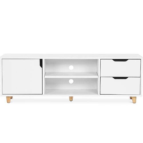 Meuble TV En Bois - Design Scandinave - Wiam Blanc
