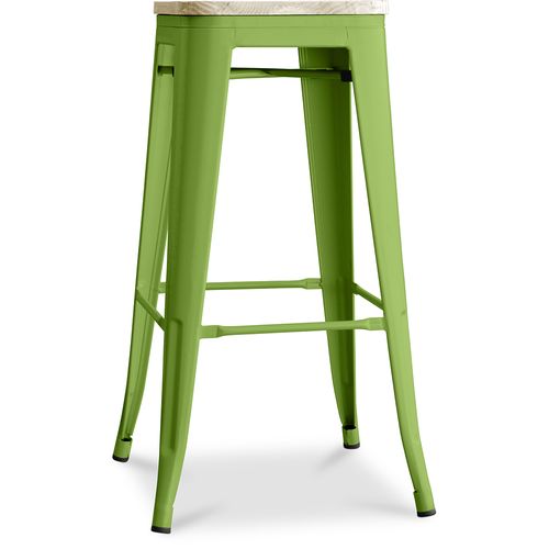 Tabouret Bistrot Metalix - 76 Cm - Métal Et Bois Clair Vert Clair