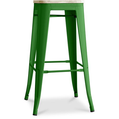 Tabouret Bistrot Metalix - 76 Cm - Métal Et Bois Clair Vert