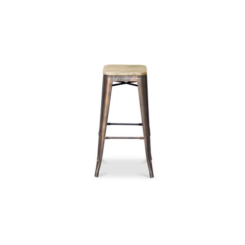 Tabouret Bistrot Metalix - 76 Cm - Métal Et Bois Clair Bronze