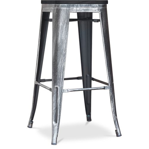 Tabouret Style Bistrot Metalix - 76 Cm - Métal Et Bois Foncé Industriel