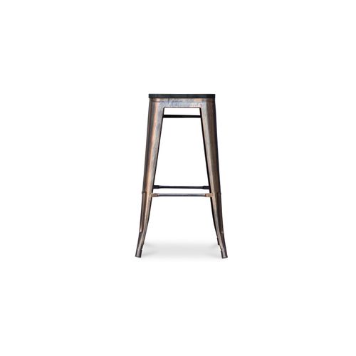 Tabouret Style Bistrot Metalix - 76 Cm - Métal Et Bois Foncé Industriel