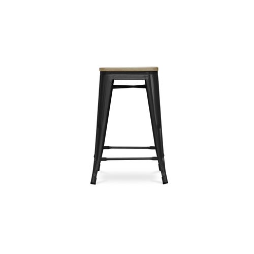 Tabouret Style Bistrot Metalix - 61 Cm - Métal Et Bois Clair Bronze