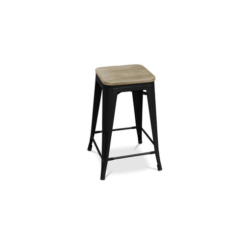 Tabouret Style Bistrot Metalix - 61 Cm - Métal Et Bois Clair Bronze