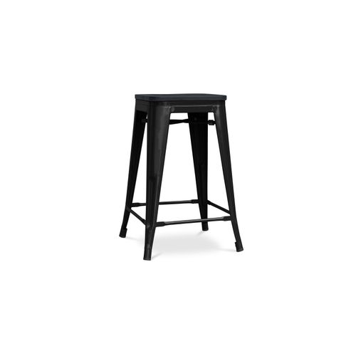 Tabouret Style Bistrot Metalix - 61 Cm - Métal Et Bois Foncé Noir