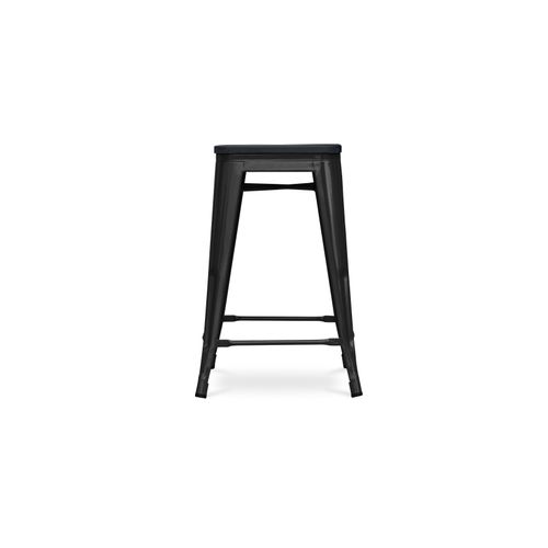 Tabouret Style Bistrot Metalix - 61 Cm - Métal Et Bois Foncé Noir