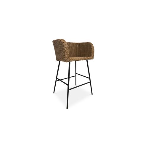 Tabouret De Bar Design Boho Bali - Rotin Synthétique - 76cm - Gazala Bois Naturel