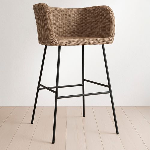 Tabouret De Bar Design Boho Bali - Rotin Synthétique - 76cm - Gazala Bois Naturel