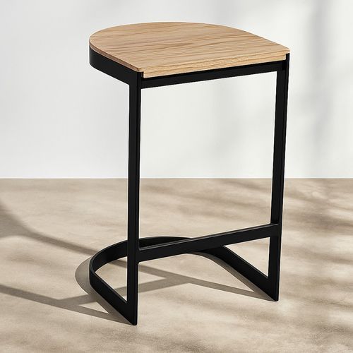 Tabouret Industriel En Métal Et Bois 60cm - Esis Noir