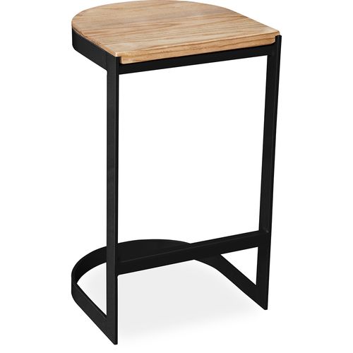 Tabouret Industriel En Métal Et Bois 60cm - Esis Noir