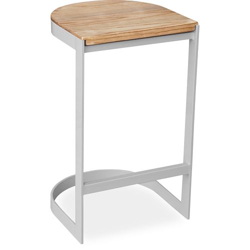 Tabouret Industriel En Métal Et Bois 60cm - Esis Gris Clair