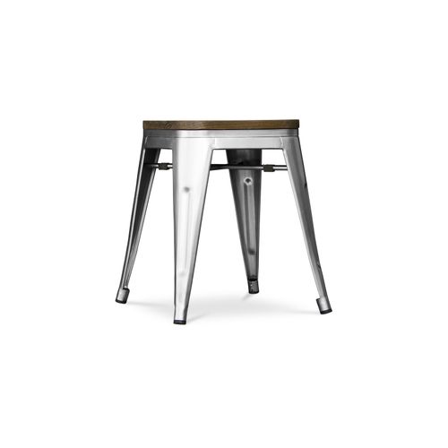 Tabouret Design Industriel - Bois Et Acier - 45cm - Metalix Lavande
