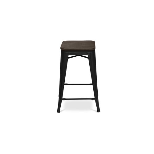 Tabouret De Bar - Design Industriel - Bois Et Acier - 60cm -metalix Bleu Gris