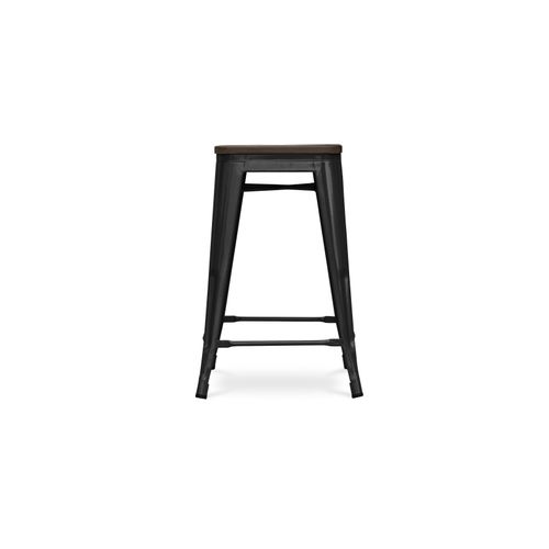 Tabouret De Bar - Design Industriel - Bois Et Acier - 60cm -metalix Bleu Gris