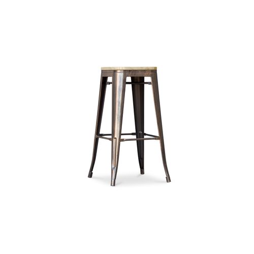Tabouret Bistrot Metalix - 76 Cm - Métal Et Bois Clair Turquoise