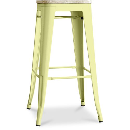 Tabouret Bistrot Metalix - 76 Cm - Métal Et Bois Clair Jaune Pâle