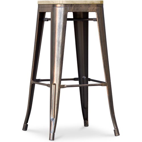 Tabouret Bistrot Metalix - 76 Cm - Métal Et Bois Clair Rose Pâle