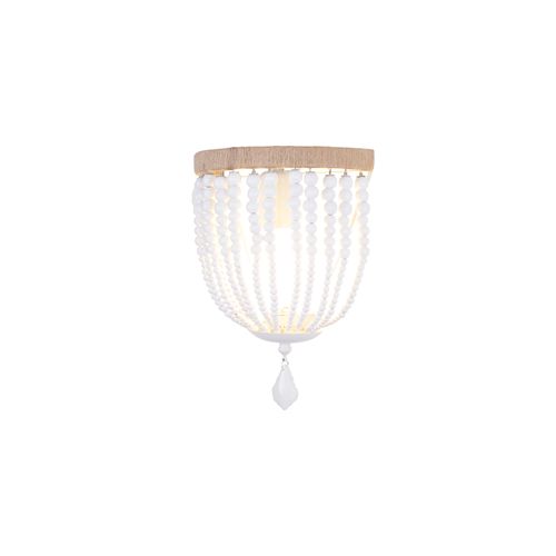 Applique Murale En Bois Et Perles De Style Boho Bali Blanc