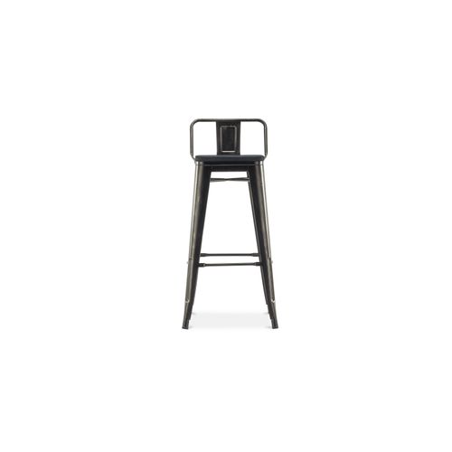 Tabouret De Bar Style Bistrot Metalix Avec Petit Dossier - Métal Et Bois Foncé - 76 Cm Blanc