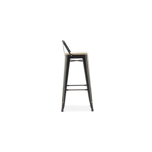 Tabouret De Bar Avec Dossier - Design Industriel - 76 Cm - Metalix Rose Pâle