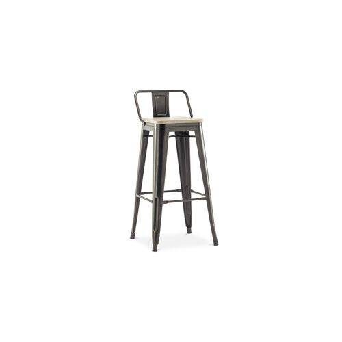 Tabouret De Bar Avec Dossier - Design Industriel - 76 Cm - Metalix Lavande