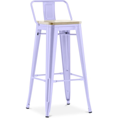 Tabouret De Bar Avec Dossier - Design Industriel - 76 Cm - Metalix Lavande