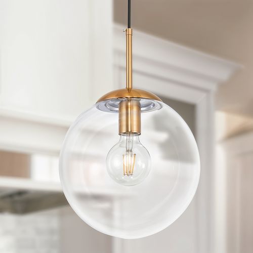 Lampe Suspension Dorée Design En Verre Transparent
