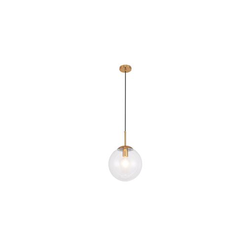 Lampe Suspension Dorée Design En Verre Transparent