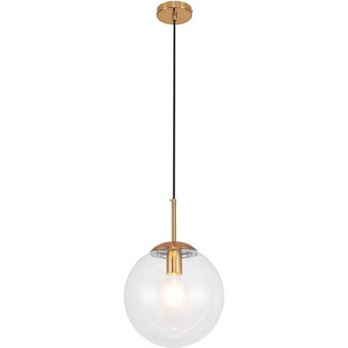 Lampe Suspension Dorée Design En Verre Transparent