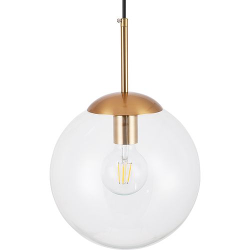 Lampe Suspension Dorée Design En Verre Transparent