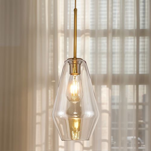 Lampe Lafonnier Design Doré Suspension En Verre  Gris Transparent