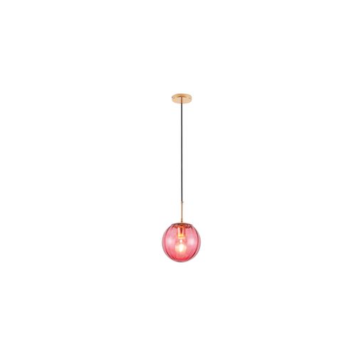 Lampe Suspension Dorée Design En Verre Rose