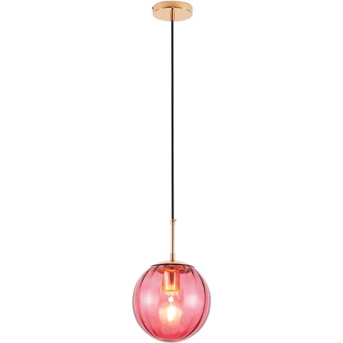 Lampe Suspension Dorée Design En Verre Rose
