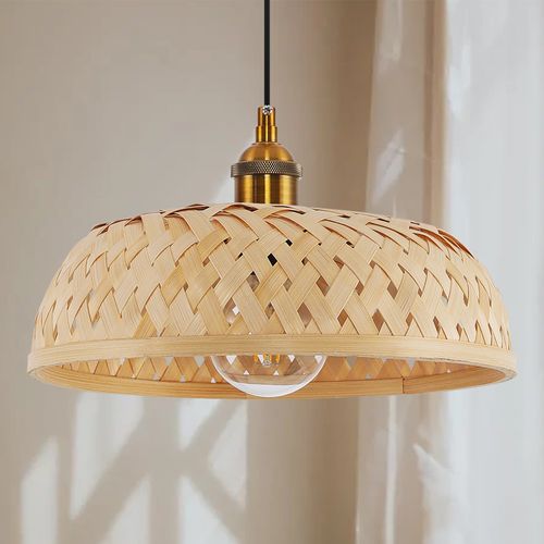 Lampe Suspendue De Style Boho Bali En Bambou Bois Naturel