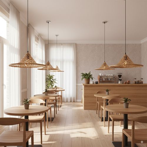 Lampe Plafonnier Artisanale Design Boho Bali En Bambou Bois Naturel