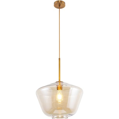 Lampe Suspension Design Dorée En Verre Beige