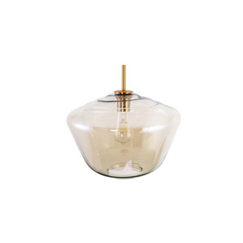 Lampe Suspension Design Dorée En Verre Beige